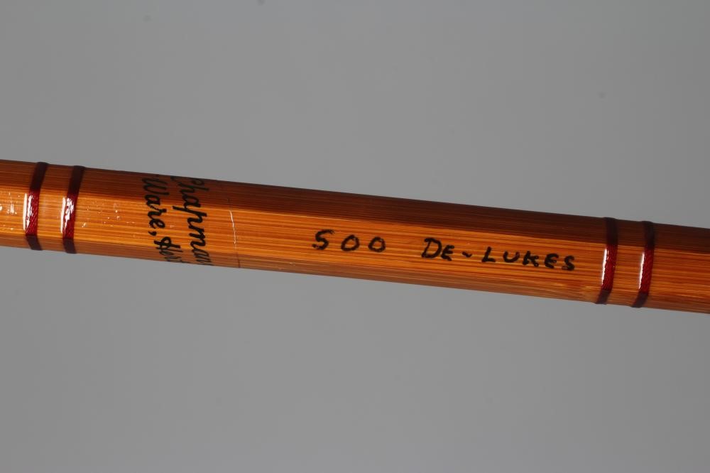 AN R. CHAPMAN & CO. 500 DE-LUKES (sic) SPLIT CANE FISHING ROD, three piece including handle, with Image
