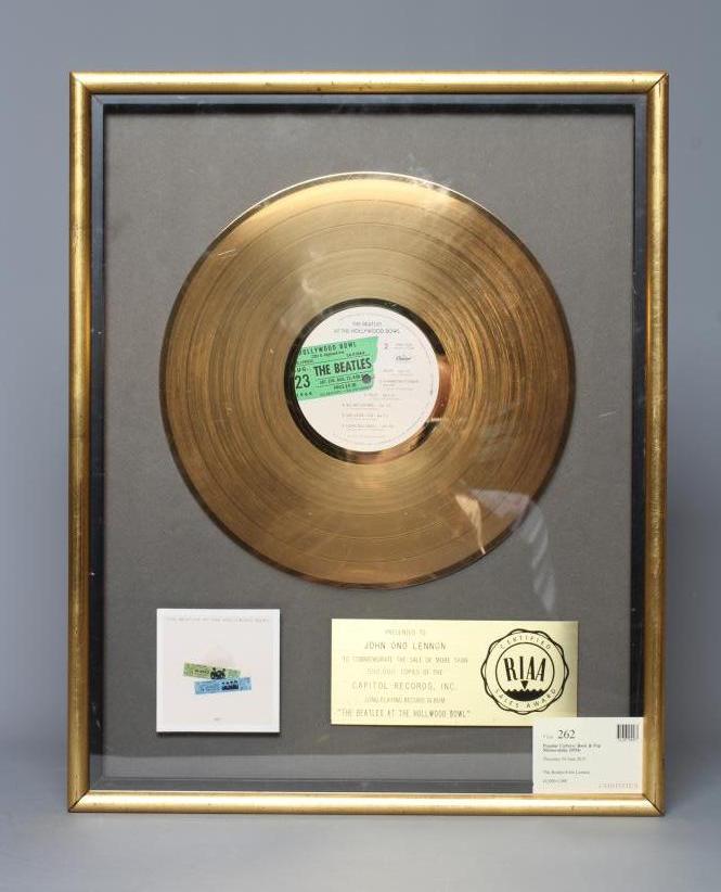 A PRESENTATION "GOLD" SALES AWARD for the Capitol Records album The Beatles At The Hollywood Bowl, Image
