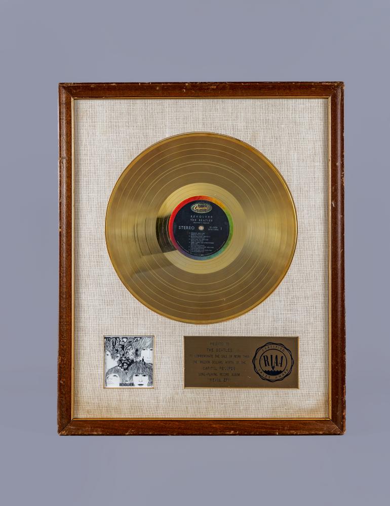 A PRESENTATION "GOLD" SALES AWARD for the Capitol Records album Revolver, R.I.A.A. certified, Image