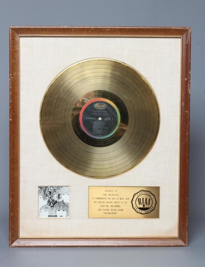 A PRESENTATION "GOLD" SALES AWARD for the Capitol Records album Revolver, R.I.A.A. certified, Image