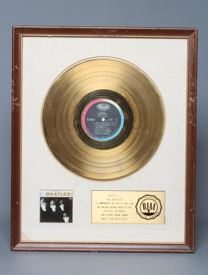 A PRESENTATION "GOLD" SALES AWARD for the Capitol Records album Meet The Beatles R.I.A.A. certified, Image