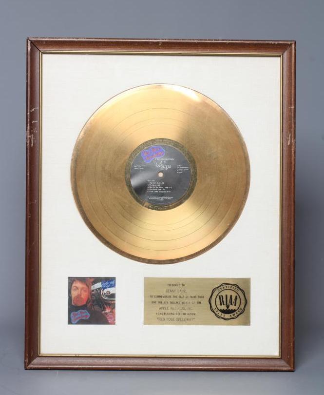 A PRESENTATION "GOLD" SALES AWARD for the album Red Rose Speedway, Paul McCartney and Wings, Image