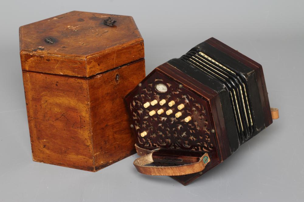A LACHENAL AND CO. MAHOGANY CONCERTINA Image