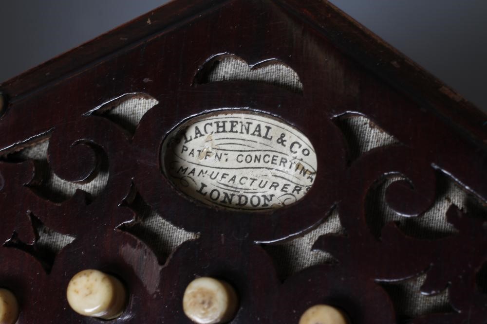 A LACHENAL AND CO. MAHOGANY CONCERTINA Image