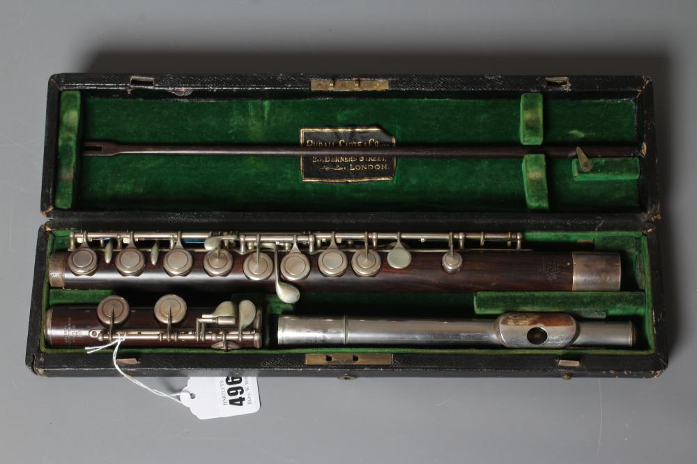 A CARTE & CO. LTD. ROSEWOOD FLUTE, early 20th century, stamped 23 Berners St., London, in original Image