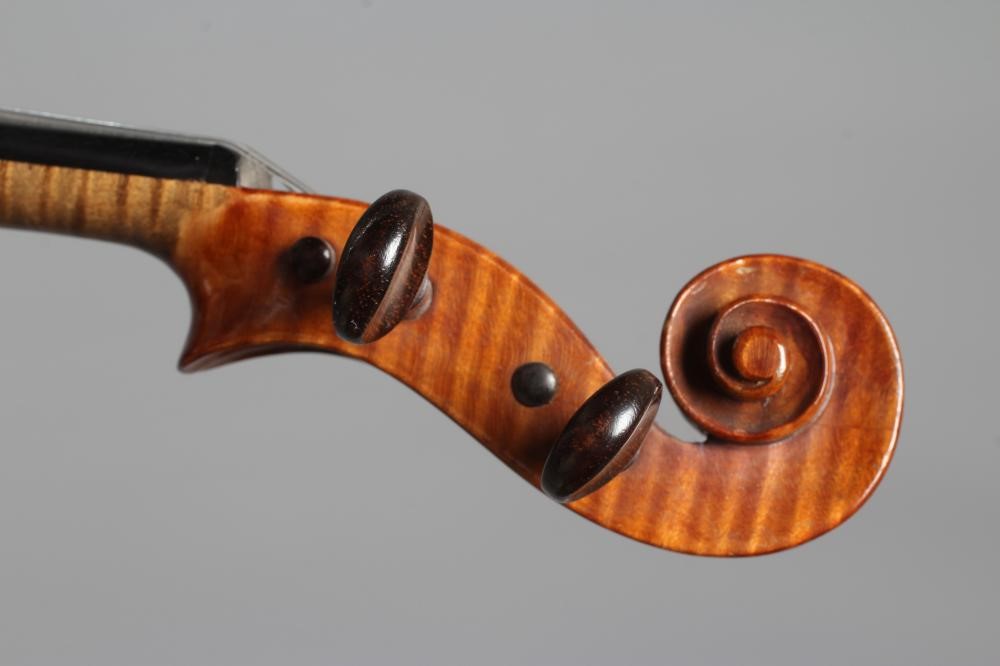 A GERMAN VIOLIN BY NICOLAUS BERNHARDT, undated, with rosewood turners, 14" two piece back, notched Image