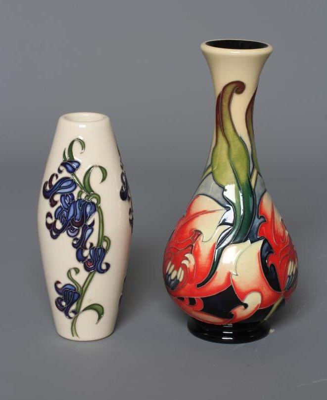 TWO MOORCROFT POTTERY VASES comprising Bluebell Image