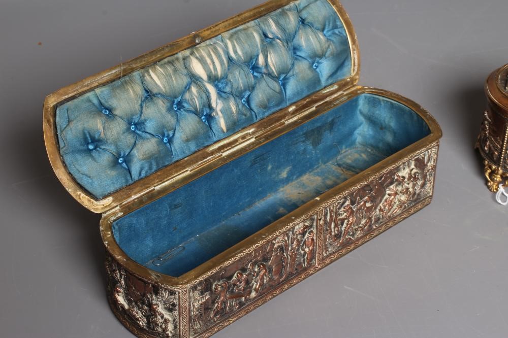 A COPPER ELECTROTYPE OVAL JEWELLERY CASKET Image