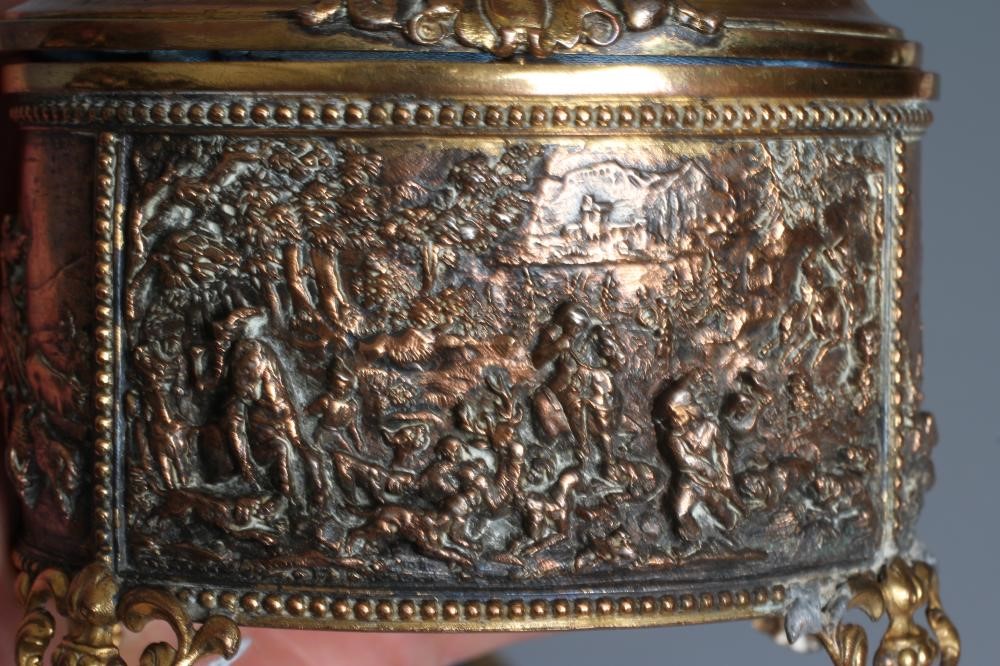 A COPPER ELECTROTYPE OVAL JEWELLERY CASKET Image