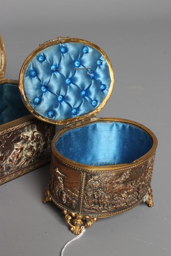 A COPPER ELECTROTYPE OVAL JEWELLERY CASKET Image