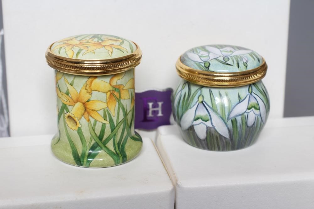 TWO ELLIOT HALL ARTIST PROOF ENAMEL BOXES comprising Snowdrops by Sandra Selby Image