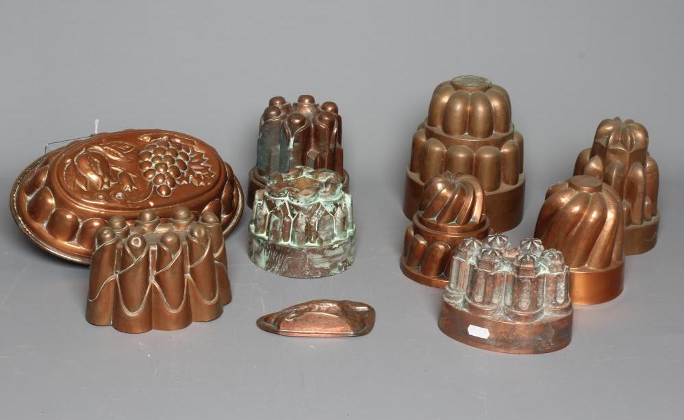 NINE VICTORIAN COPPER JELLY MOULDS Image