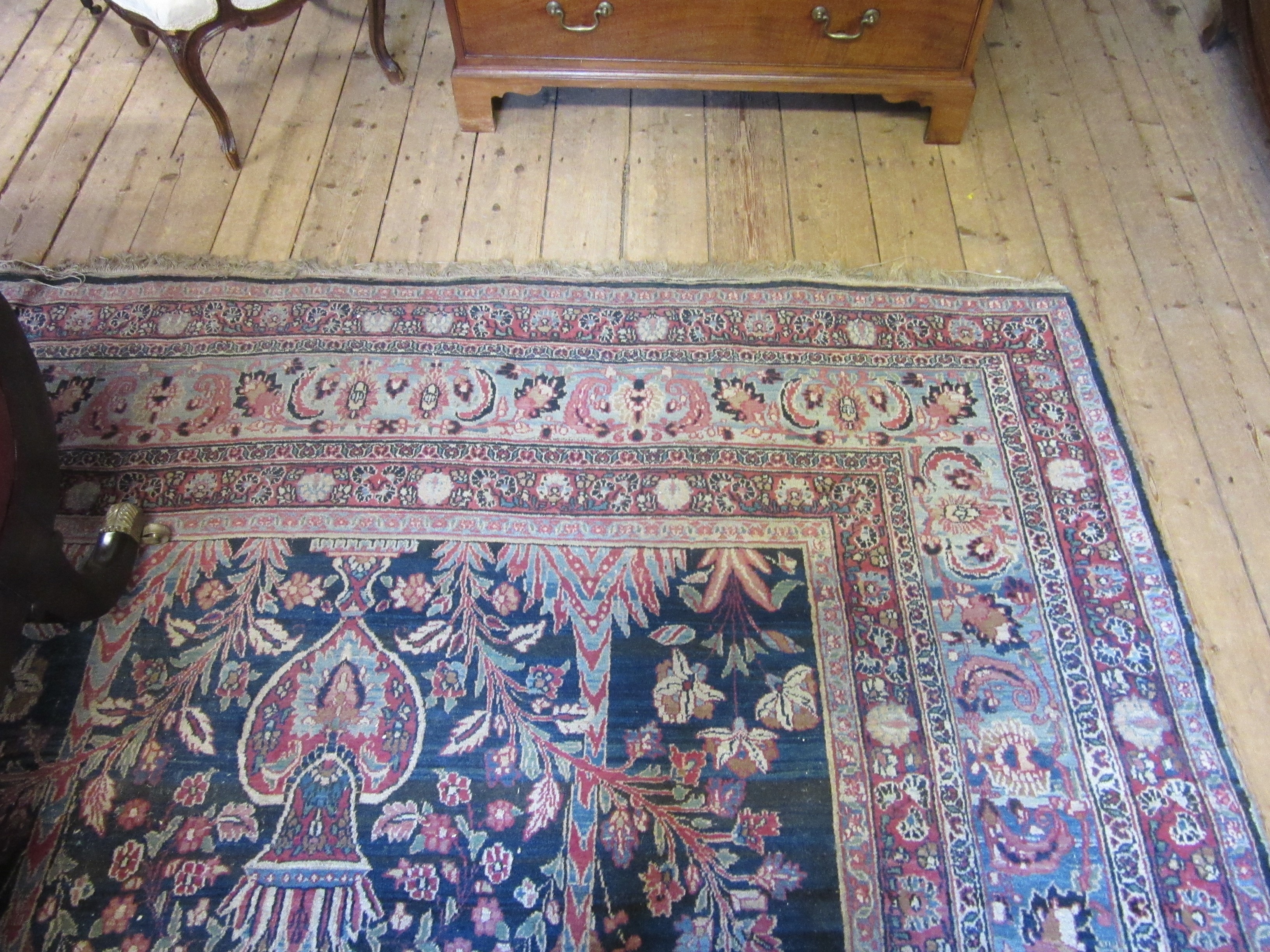 A PERSIAN CARPET, 20th century, the indigo field with Tree of Life style design within pale blue Image