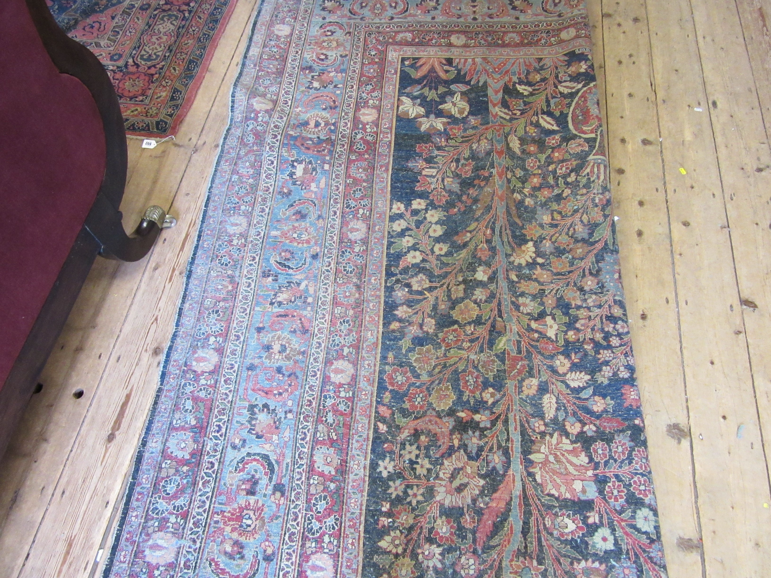 A PERSIAN CARPET, 20th century, the indigo field with Tree of Life style design within pale blue Image