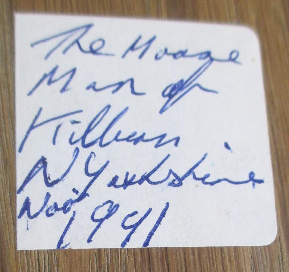 A ROBERT THOMPSON OAK CHEESEBOARD of oval form with carved mouse trademark in high relief, 14 1/2" Image