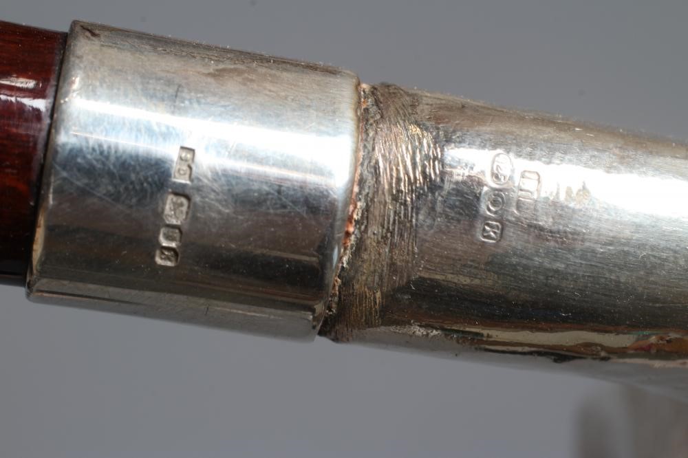 A SILVER MOUNTED GREYHOUND HEAD WALKING CANE Image