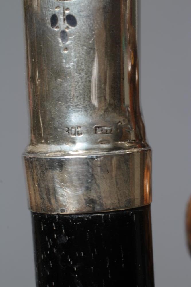 A 15CT GOLD MOUNTED BAMBOO STYLE WALKING CANE with exotic bird handle Image