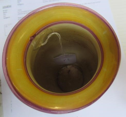 A CLARICE CLIFF BIZARRE POTTERY VASE, 1920's, of bombe cylindrical form, painted with stripes in Image