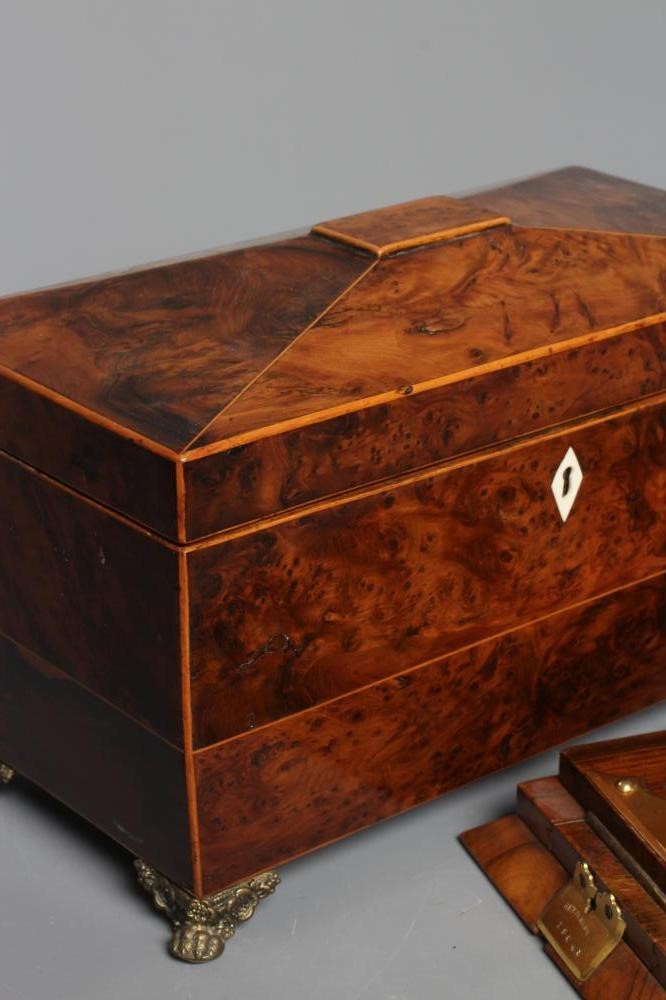 A VICTORIAN WALNUT STATIONERY CASKET of oblong form with brass mounts Image