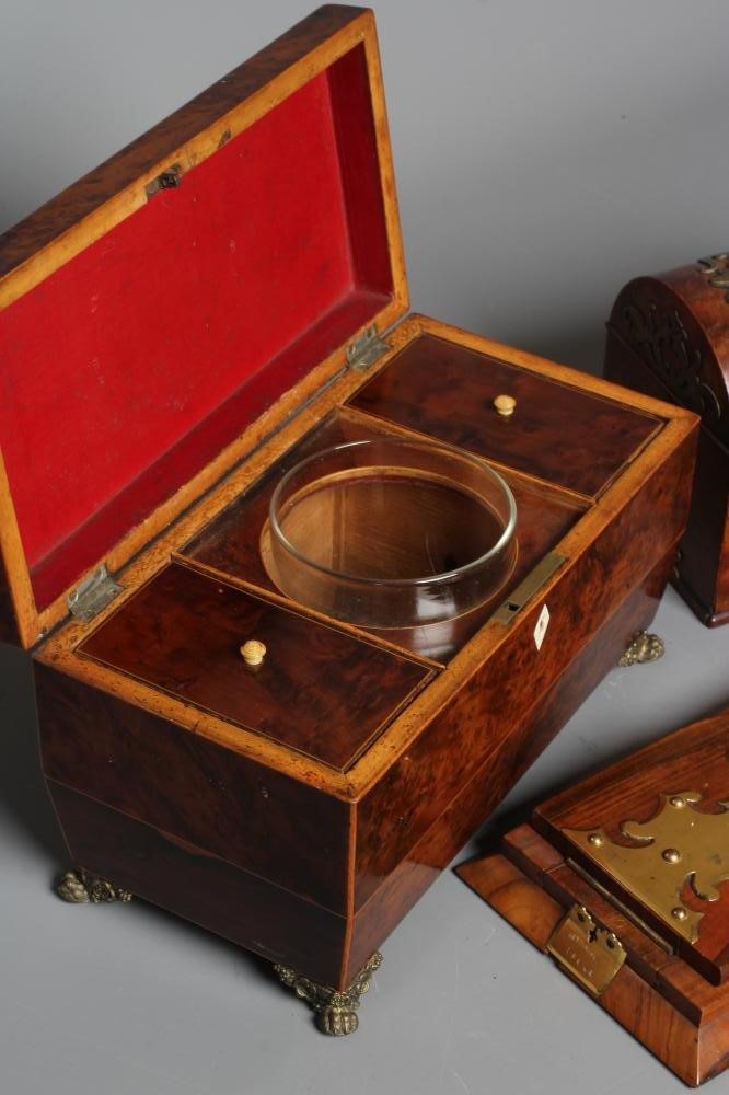 A VICTORIAN WALNUT STATIONERY CASKET of oblong form with brass mounts Image