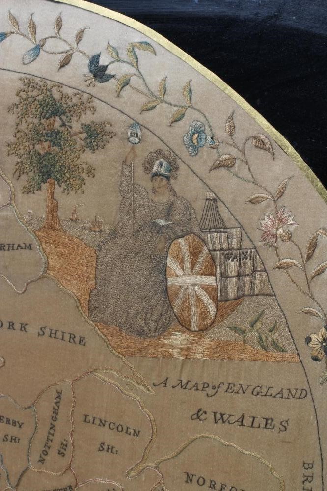A REGENCY NEEDLEWORK OVAL MAP OF ENGLAND AND WALES Image