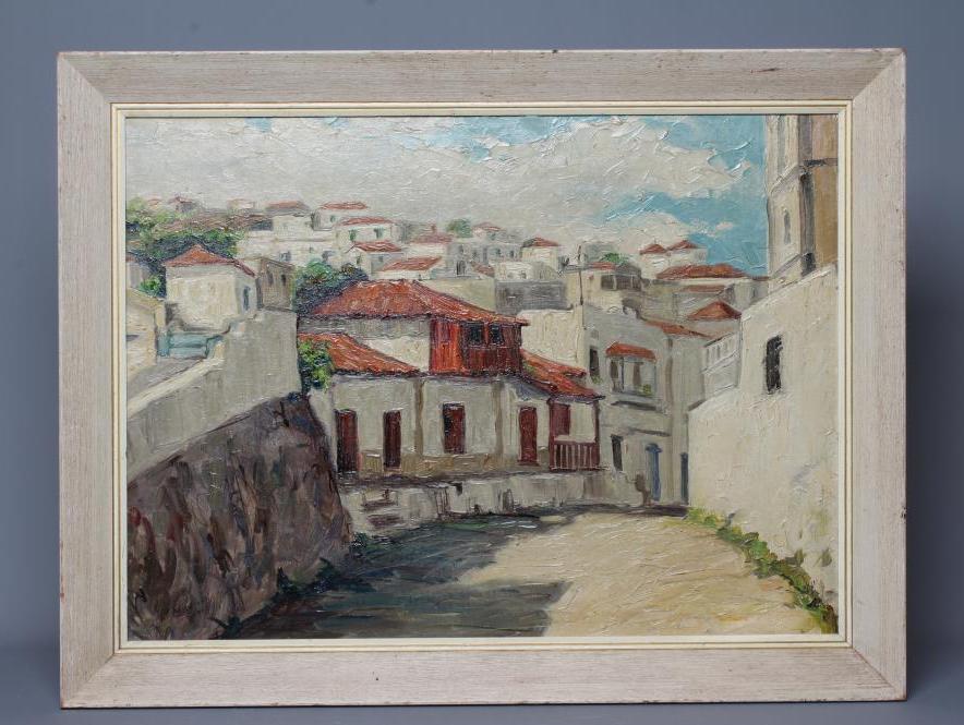 PHILIP NAVIASKY (1894-1983) View of a Continental Town, signed lower left, oil on canvas, 20" x 30" Image