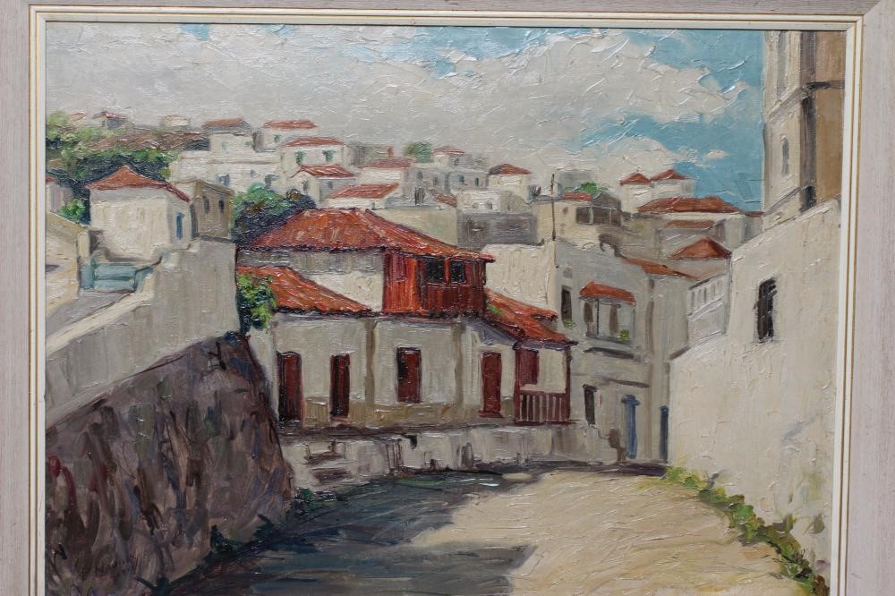 PHILIP NAVIASKY (1894-1983) View of a Continental Town, signed lower left, oil on canvas, 20" x 30" Image