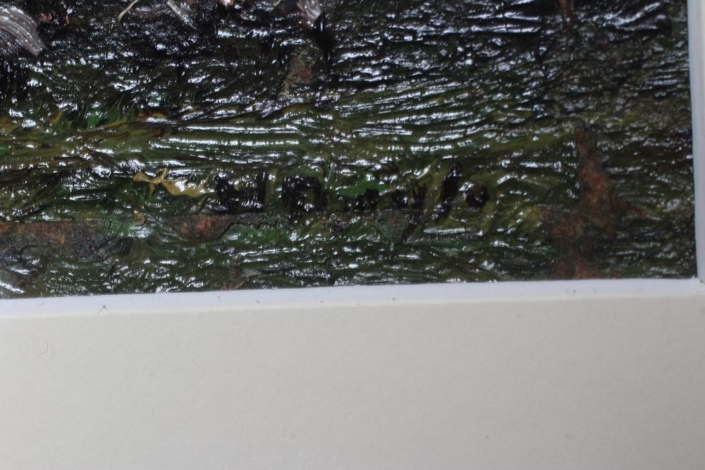 HERBERT F ROYLE (1870-1958) View of a Church amongst Trees, signed lower right, oil on board, 6 1/2" Image