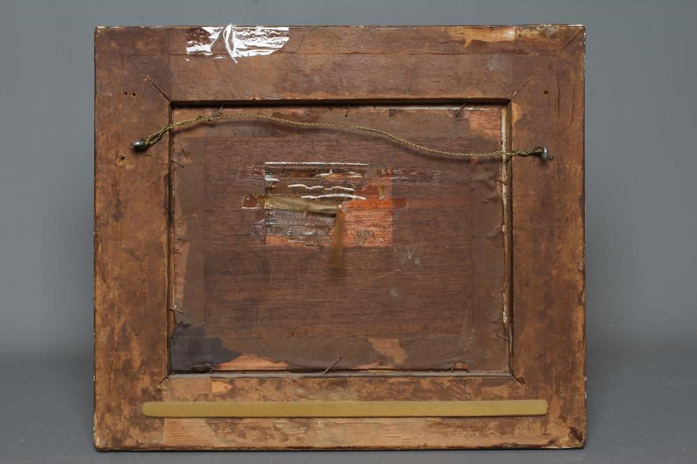 HERBERT F ROYLE (1870-1958) Loading Barley, signed lower right, oil on panel, 7 1/2" x 9 1/2", gilt Image