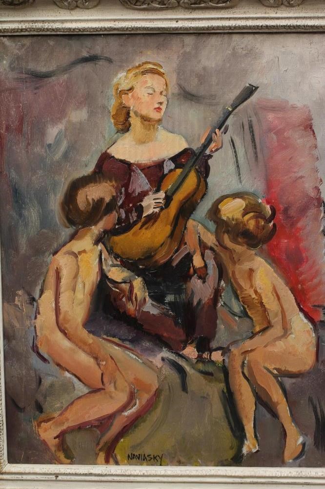 PHILIP NAVIASKY (1894-1983) Musical Recital, signed lower left, oil on canvas, 25" x 21", modern Image