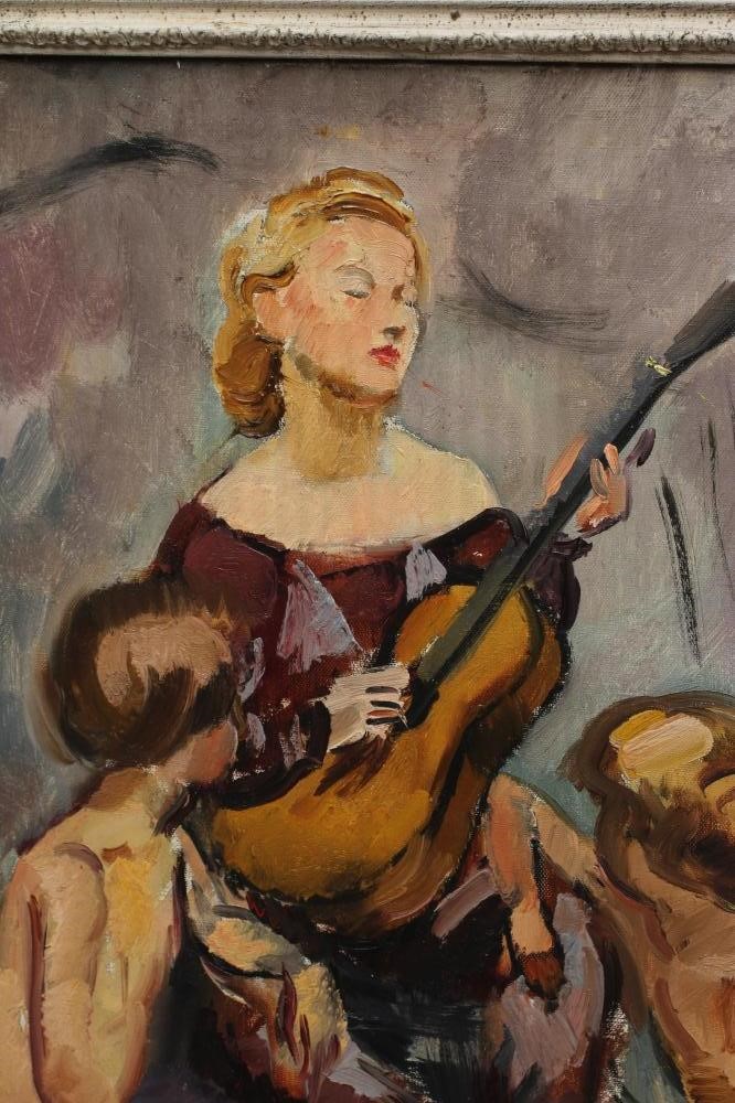 PHILIP NAVIASKY (1894-1983) Musical Recital, signed lower left, oil on canvas, 25" x 21", modern Image