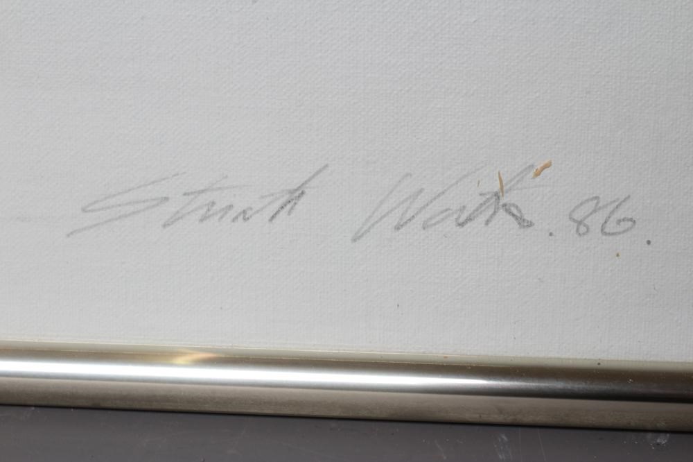 STUART WALTON (b.1933) Abstract, signed lower right and dated '86, oil on canvas on board, 30" x Image