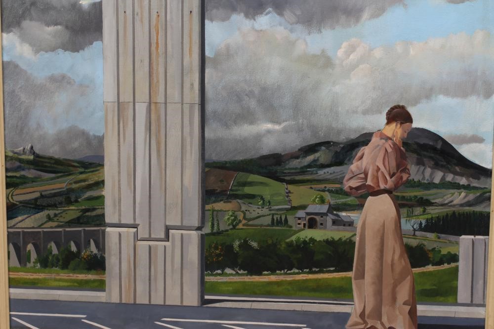 GRAEME WILLSON (1951-2008) Landscape with Standing Lady and Obelisk Image