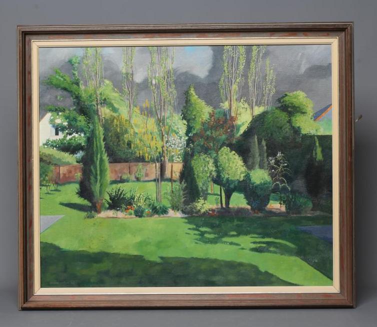 GRAEME WILLSON (1951-2008) Summer Garden, signed and dated '75 lower left, oil on canvas board, 19" Image