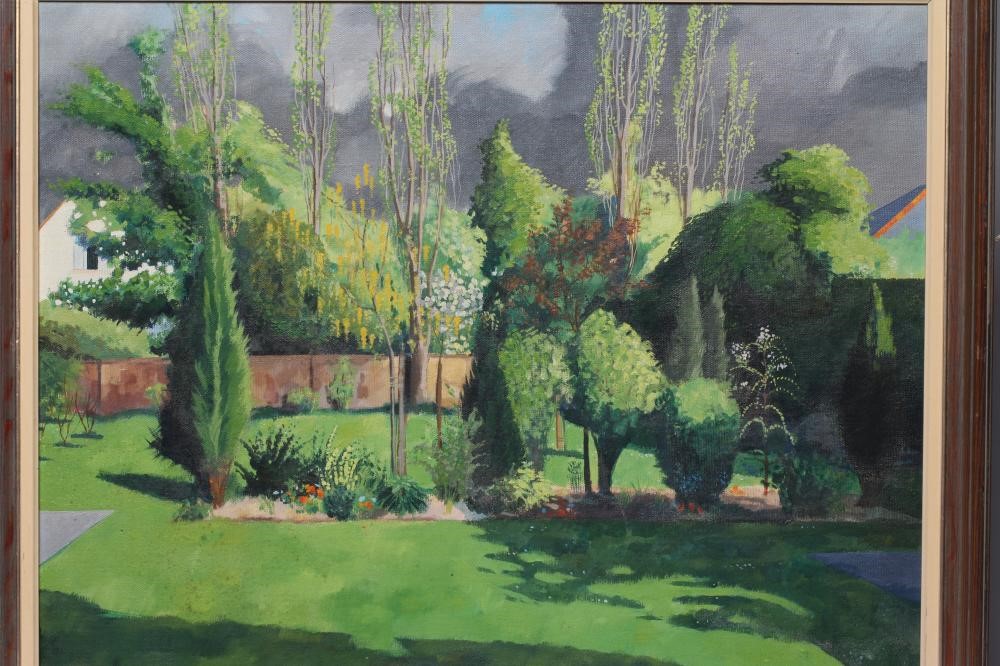 GRAEME WILLSON (1951-2008) Summer Garden, signed and dated '75 lower left, oil on canvas board, 19" Image