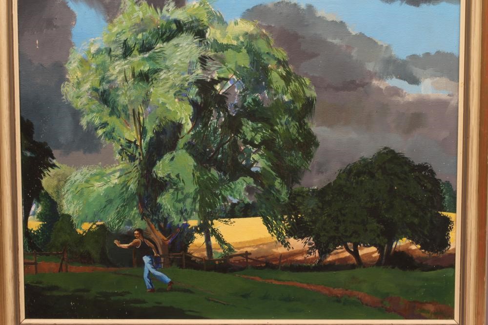 GRAEME WILLSON (1951-2008) Running Man, signed and dated '74 lower left, oil on canvas, 24" x 30", Image