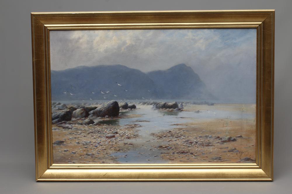 E T JONES (British School, Early 20th Century) Beach at Dusk, signed lower right and dated 1922, oil Image