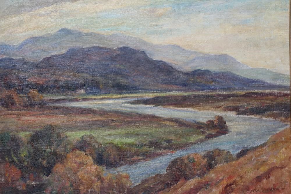 OWEN BOWEN (1873-1967) Meandering River Landscape, signed lower right, oil on canvas on board, 15 Image