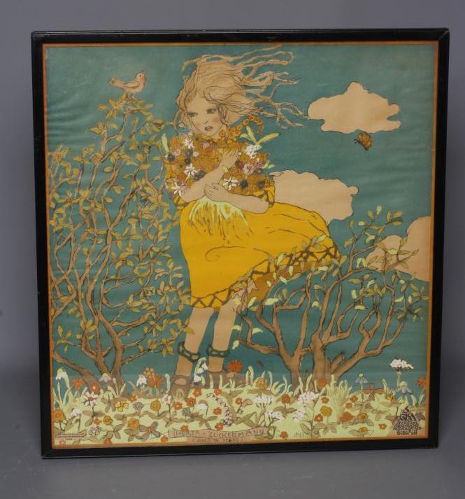 FRANZ CIZEK (1865-1946) Herta Zuckermann, lithograph in colours, 19" x 18", framed and glazed (Est. Image