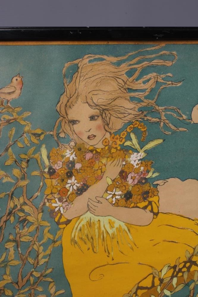 FRANZ CIZEK (1865-1946) Herta Zuckermann, lithograph in colours, 19" x 18", framed and glazed (Est. Image