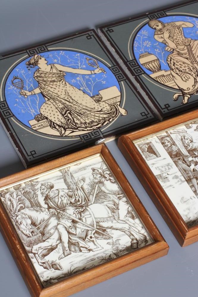 TWO VICTORIAN MINTONS TILES printed in olive green Image