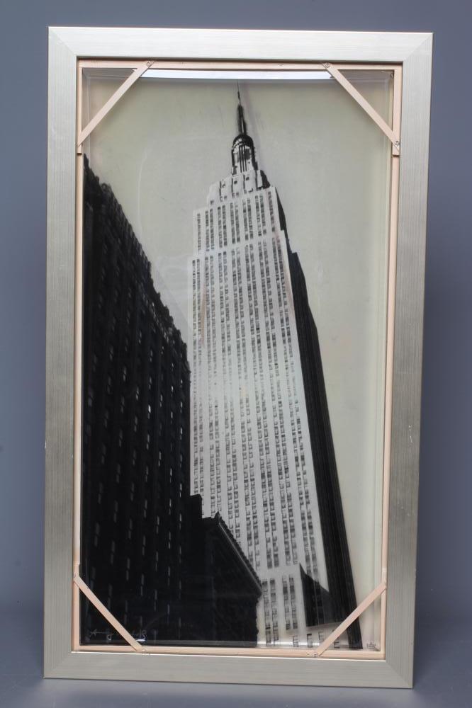 AFTER ANDY WARHOL (1928-1987) Empire State Building, Rosenthal Studio Line glass, 23 1/2" x 12", Image