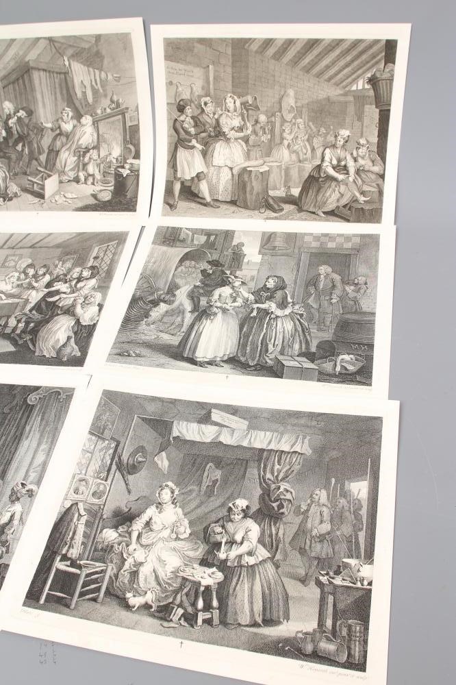 AFTER WILLIAM HOGARTH (1697-1764) Six etchings from The Harlot's Progress and eight etchings from A Image