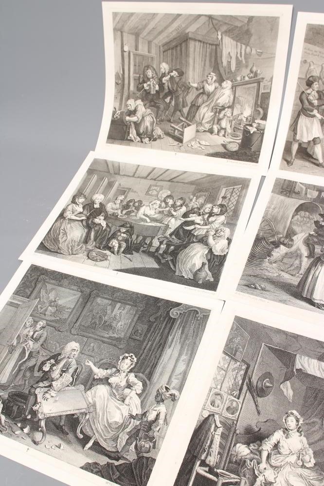 AFTER WILLIAM HOGARTH (1697-1764) Six etchings from The Harlot's Progress and eight etchings from A Image