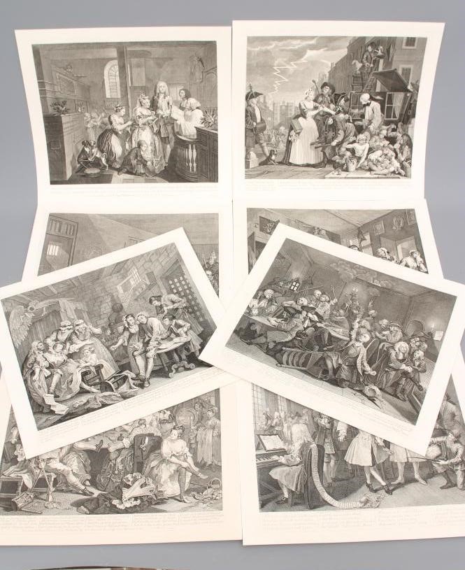 AFTER WILLIAM HOGARTH (1697-1764) Six etchings from The Harlot's Progress and eight etchings from A Image