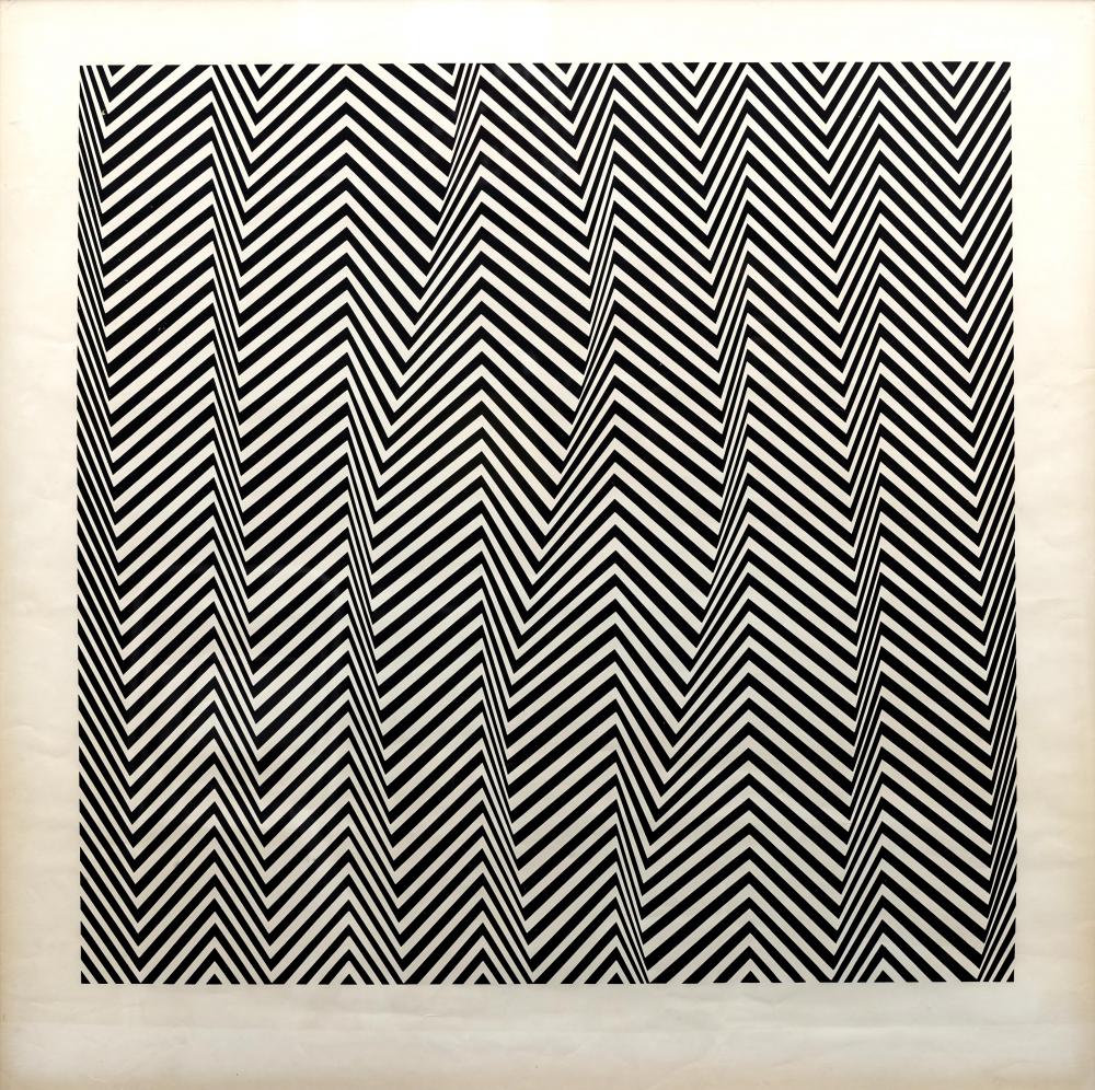 BRIDGET RILEY (b.1931) Poster Poem 'Descending' 1968, screenprint, 29 1/2" x 29 1/2", framed and Image
