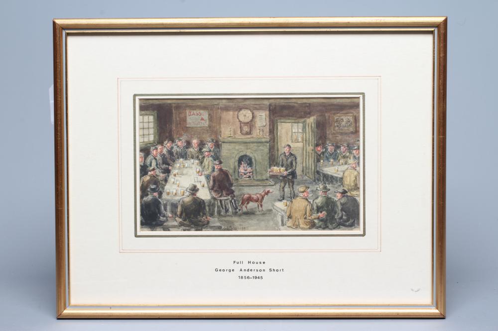 GEORGE ANDERSON SHORT (1856-1945) Pub Interior with Men and Greyhounds, signed lower right, Image
