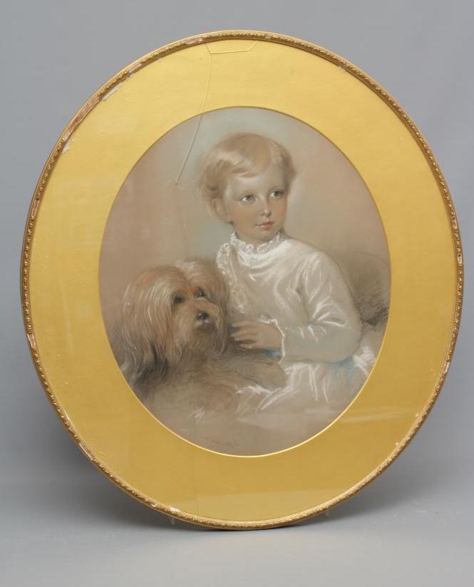ALEXANDER BLAIKLEY (1816-1903) Portrait of a young boy with a dog Image