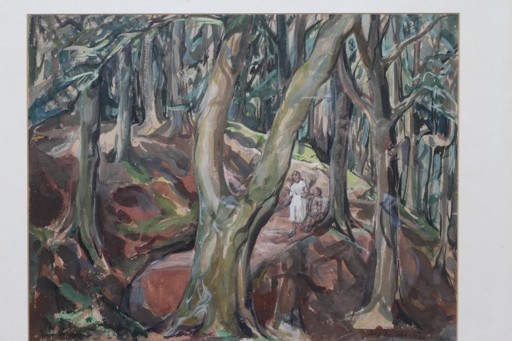 DOROTHY JOHNSTONE (1892-1980) Afternoon Walk, signed lower right and dated 1949, gouache, 14 1/2" x Image