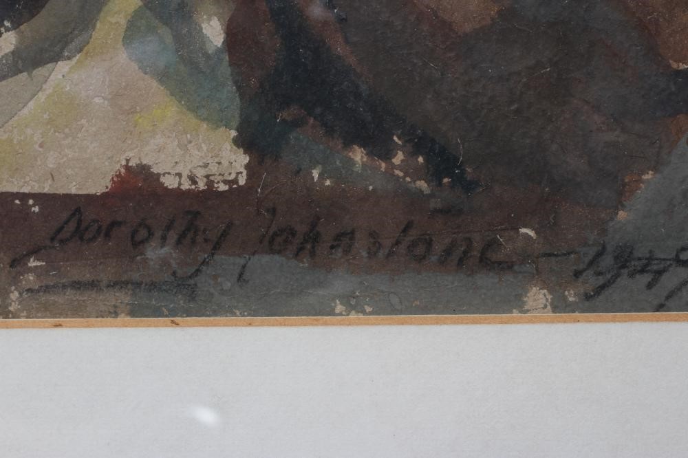 DOROTHY JOHNSTONE (1892-1980) Afternoon Walk, signed lower right and dated 1949, gouache, 14 1/2" x Image